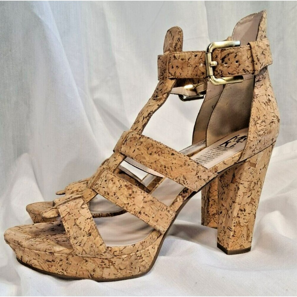 MRKT Elyse Natural Cork Strappy Summer Heels Size 7.5M Womens - Picture 2 of 15